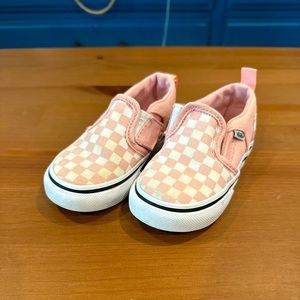 Pink Toddler Girls Vans Checkered Asher Slip-On - Size 6